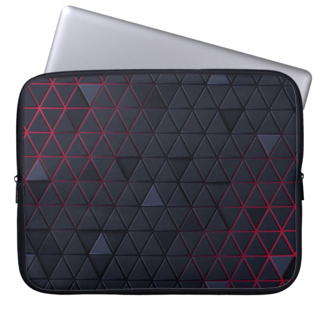 Elegant Black Red Triangle Mönster Laptop sleeve (Framsidan)