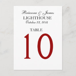 Elegant Black Red White Bröllop Bordsnummer Card