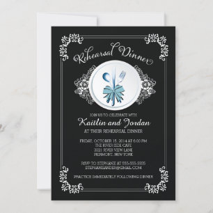 Elegant Black Rehearsal Dinner Party-inbjudan Inbjudningar