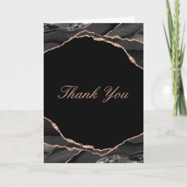 Elegant Black Ro Gold Foil Agate Bröllop Photo Tack Kort