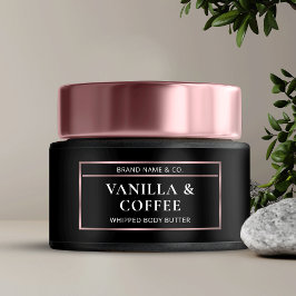 Elegant Black & Ro Guld Body Butter Burk-etikett Vattenflaska Etikett