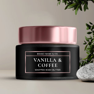 Elegant Black & Ro Guld Body Butter Burk-etikett Vattenflaska Etikett