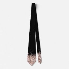 Elegant Black Ro Guld Faux Glitter Neck Tie Slips