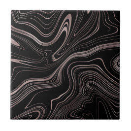 Elegant Black Ro Guld Fluid Marble Kakelplatta