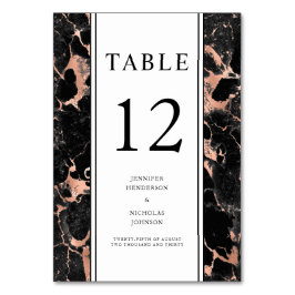 Elegant Black Ro Guld Marble Bröllop Bordsnummer