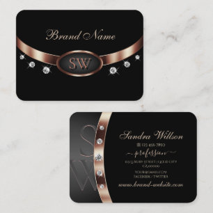 Elegant Black Ro Guld med diamanter och Monogram Visitkort