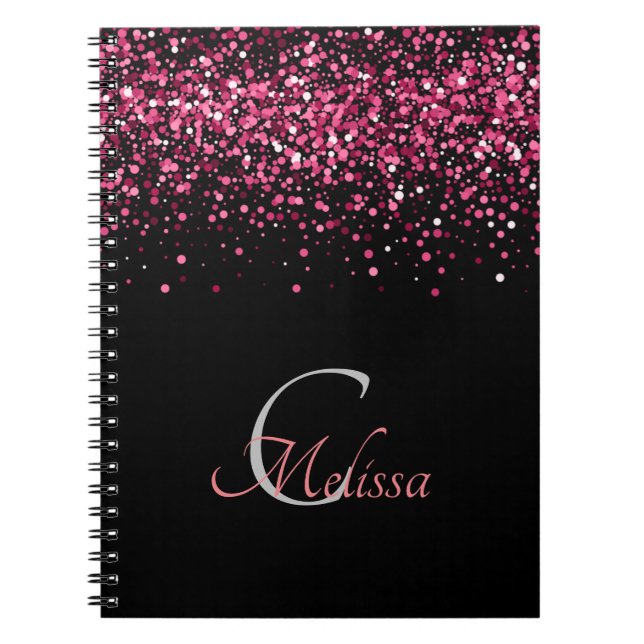 Elegant Black Ro Guld Monogram Namn Anteckningsbok (Framsidan)