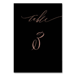 Elegant Black Ro Guld Skript nr 3 Bröllop Bordsnummer