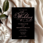 Elegant Black Ro Guldskript Bröllop Inbjudningar<br><div class="desc">Omvandla din bröllopsdag till en firande av sofistikering och elegans med vår häpnadsväckande kalligrafi i ro guld och svarta moderna bröllop-svit! Du kan anpassa den med bara några klick för att uttrycka din unika kärlek-artikel. Den här inspirerande samlingen innehåller allt du behöver för att skapa en vackert sammanhållen atmosfär, med...</div>