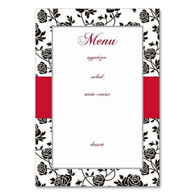 Elegant Black Ro Menu Bordsnummer (Framsidan)