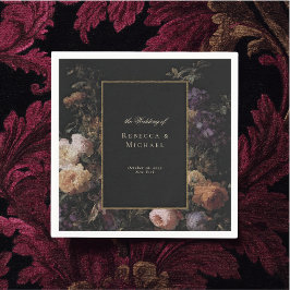 Elegant Black Romantic Flowers Mörk Bröllop Pappersservett