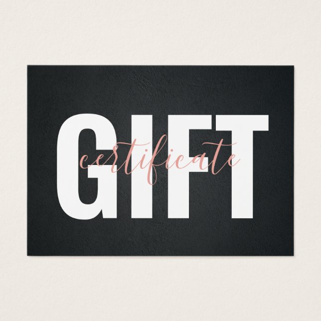 Elegant Black Rosa Business Gift-certifikat Visitkort (Framsidan)