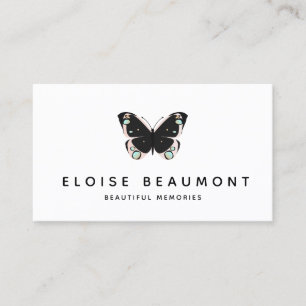Elegant Black Rosa Butterfly Event Planner Visitkort