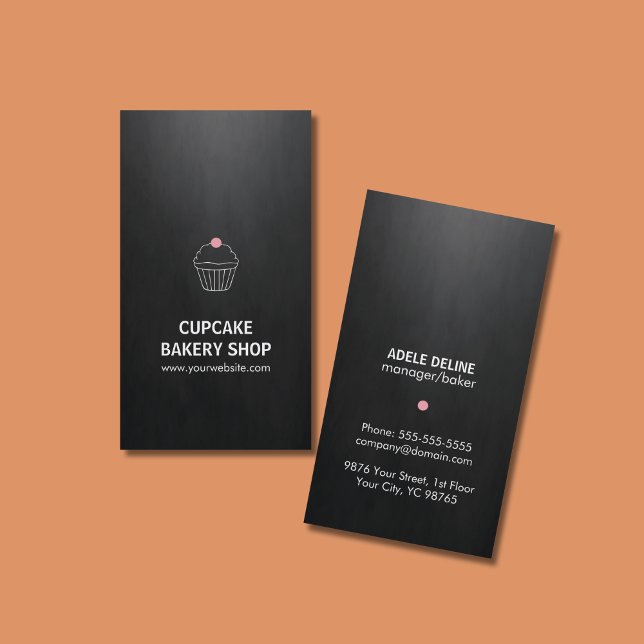 Elegant Black Rosa Cupcoa Sweet Bakery Shop Visitkort (Skapare uppladdad)