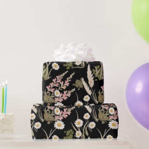 Elegant Black Rosa Daisy Pampas Grass Snapdragon Presentpapper