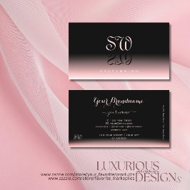 Elegant Black Rosa Gradient Shadow Font Monogram Visitkort