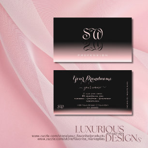 Elegant Black Rosa Gradient Shadow Font Monogram Visitkort