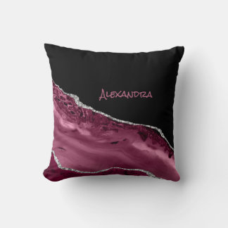 Elegant Black Rosa Magenta Glitter Kudde