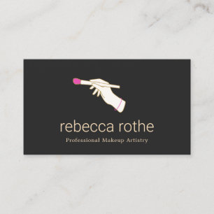 Elegant Black Rosa Makeup Artist för pensel Makeup Visitkort