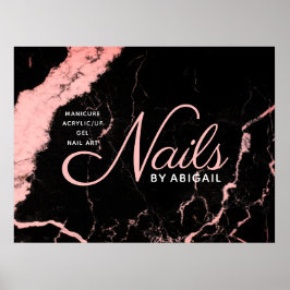 Elegant Black & Rosa Marble Nagel by "Namn" Poster