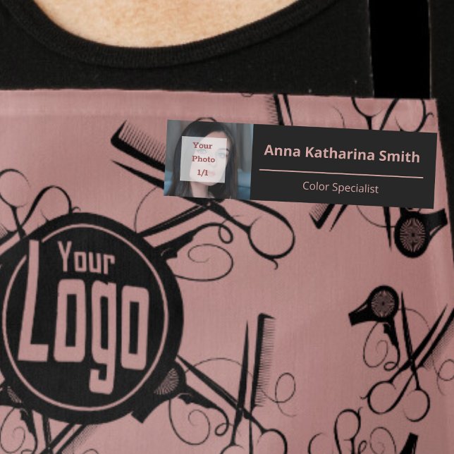 Elegant Black Rosa Profile Image Expert Namnbricka (Elegant Black Pink Profile Image Expertise Name Tag)