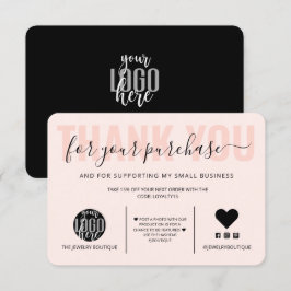 Elegant Black Rosa Script Logotyp Customer Tack Kort