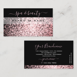 Elegant Black Rosa Sparkling Glitter Professionell Visitkort