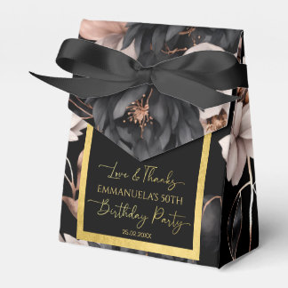 Elegant black rose gold birthday favors template presentaskar