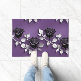 Elegant Black Roses With Silver Leaves