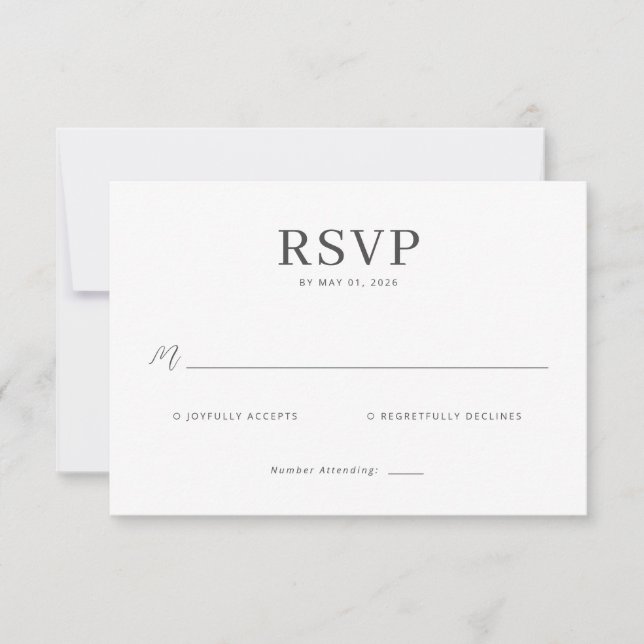 Elegant Black RSVP Card OSA Kort (Framsida)