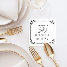 Elegant Black Rulla Ram Personligt bröllp Monogram