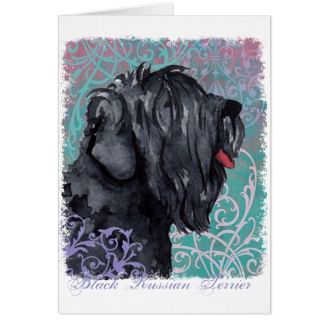 Elegant Black Russian Terrier Card Hälsningskort (Framsidan)