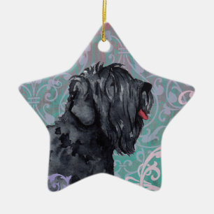 Elegant Black Russian Terrier Julgransprydnad Keramik