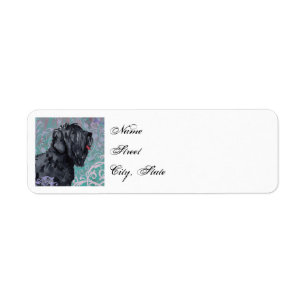Elegant Black Russian Terrier Returadress Etikett