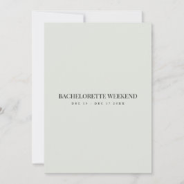 Elegant Black & Sage Bachelorette Helg Card Inbjudningar