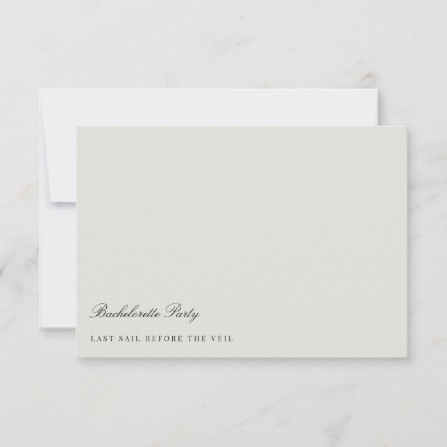 Elegant Black & Sage Grönt Bachelorette Party Card Inbjudningar (Framsida)