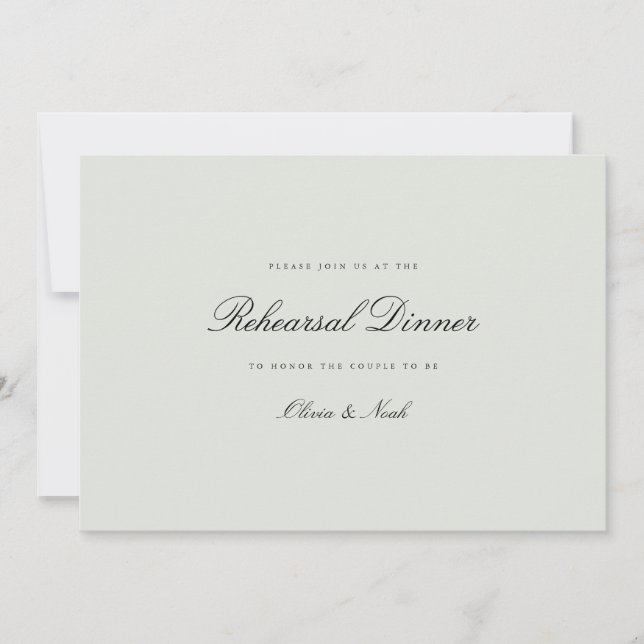 Elegant Black & Sage Grönt Rehearsal Dinner Card Tack Kort (Framsida)