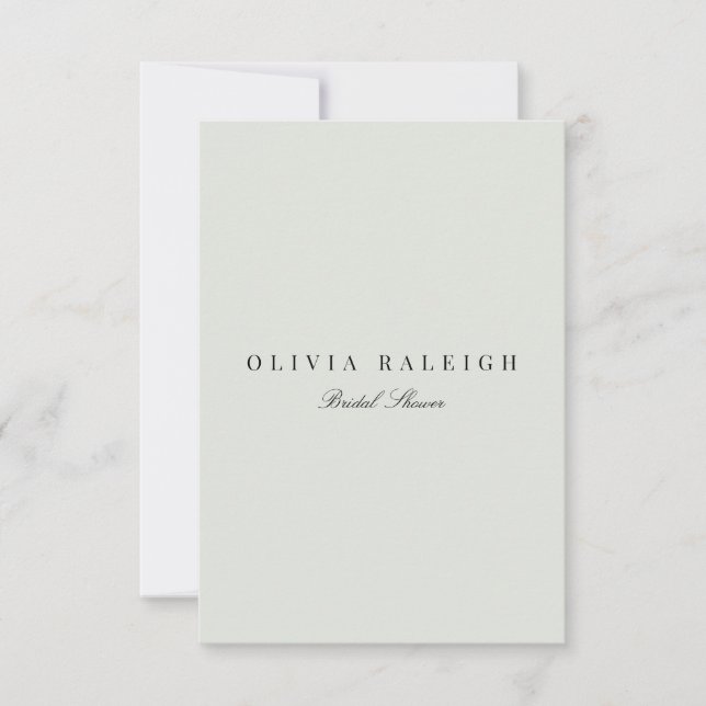 Elegant Black & Sage Inbjudningskort för möhippan (Framsida)