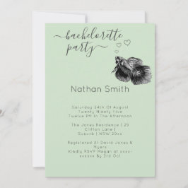 Elegant Black Sage Watercolor Fish Bröllop Inbjudningar