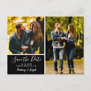 Elegant Black Save Date Photo Collage   Vykort