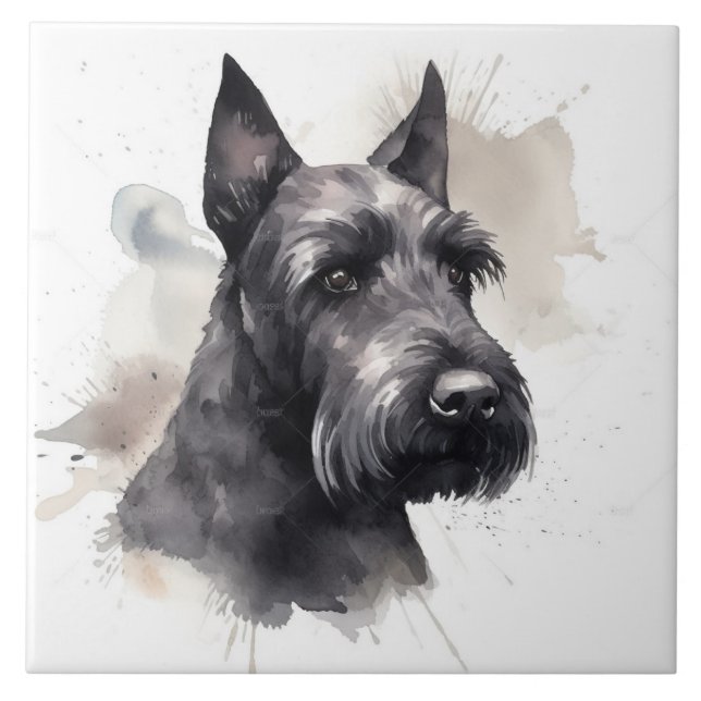 Elegant Black Scottish Terrier Hund Pet Kakelplatta (Framsidan)