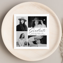 Elegant Black Script 4 Photo Studenten Pappersservett