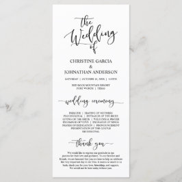 Elegant Black Script, Bröllop Ceremony Program