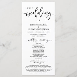 Elegant Black Script, Bröllop Ceremony Program