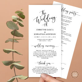 Elegant Black Script, Bröllop Ceremony Program