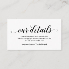 Elegant Black Script, Bröllop-information, Online  Tilläggskort