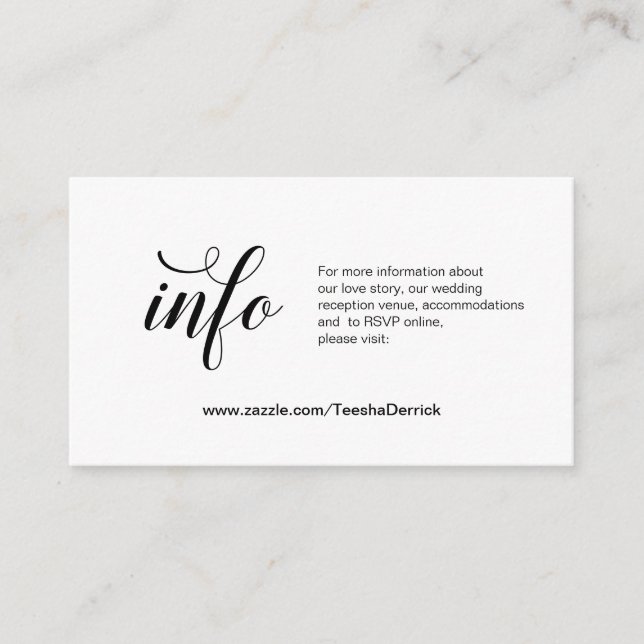 Elegant Black Script, Bröllop-information, Online  Tilläggskort (Framsida)