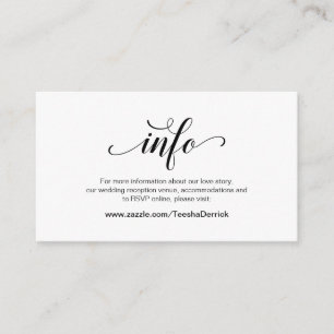 Elegant Black Script, Bröllop-information, Online  Tilläggskort