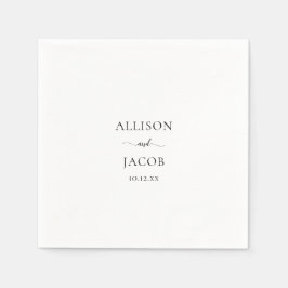 Elegant Black Script Bröllop Pappersservett