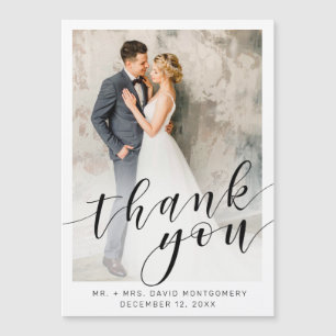 Elegant Black Script Bröllop Photo Tack